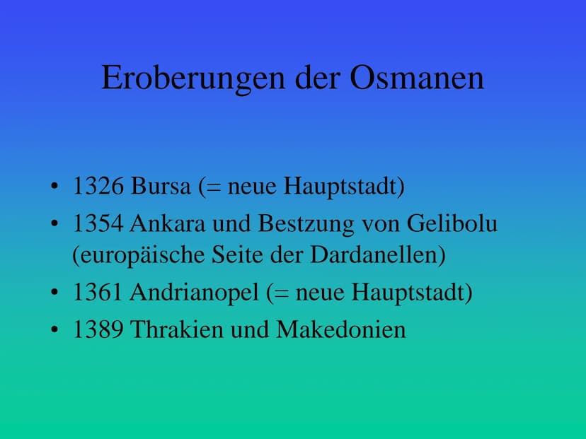 Das Osmanische Reich
Von Nico ●
Allgemeines:
das Reich erstreckte sich
über 3 Kontinente
Mittelpunkt des Reiches
war die heutige Türkei
gegr