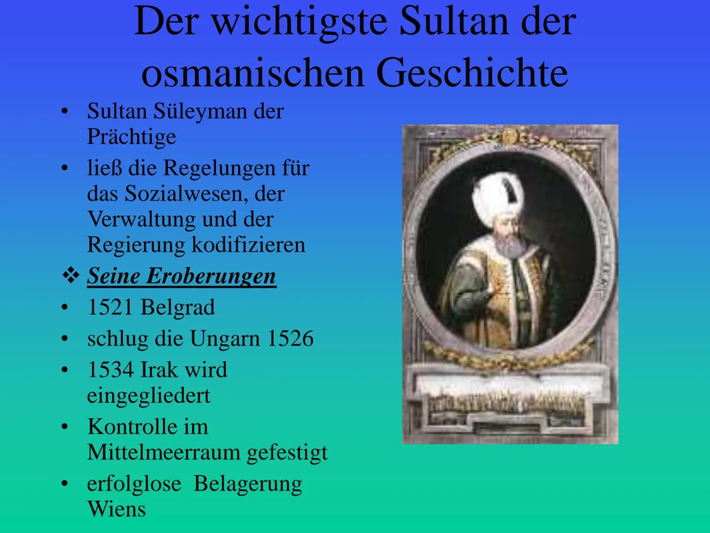 Das Osmanische Reich
Von Nico ●
Allgemeines:
das Reich erstreckte sich
über 3 Kontinente
Mittelpunkt des Reiches
war die heutige Türkei
gegr