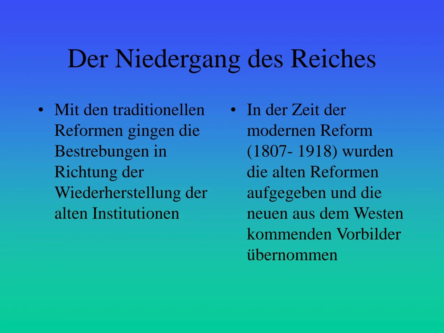 Das Osmanische Reich
Von Nico ●
Allgemeines:
das Reich erstreckte sich
über 3 Kontinente
Mittelpunkt des Reiches
war die heutige Türkei
gegr