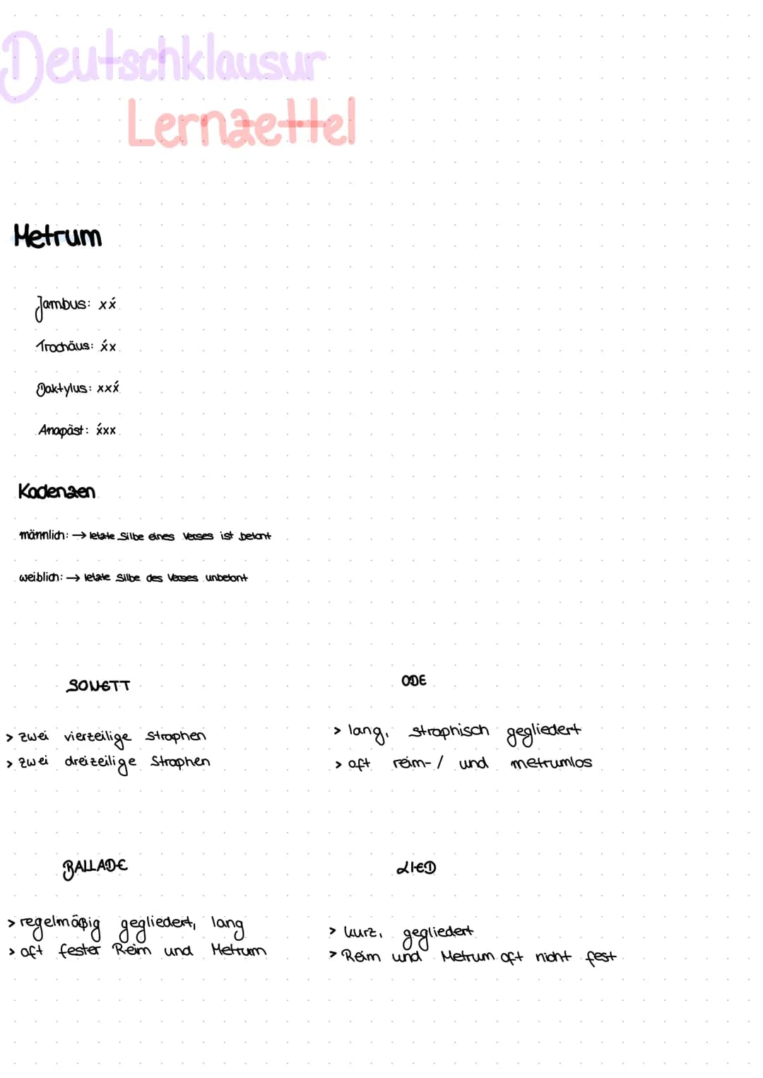 Deutschklausun
Lernaettel
Aufbau der Gedichtsanalyse
Einleitung:
↳ Tatt-Sata
-Gediantform, Autor, Titel, Erscheinungsjahr, Thema, (spodne)
→