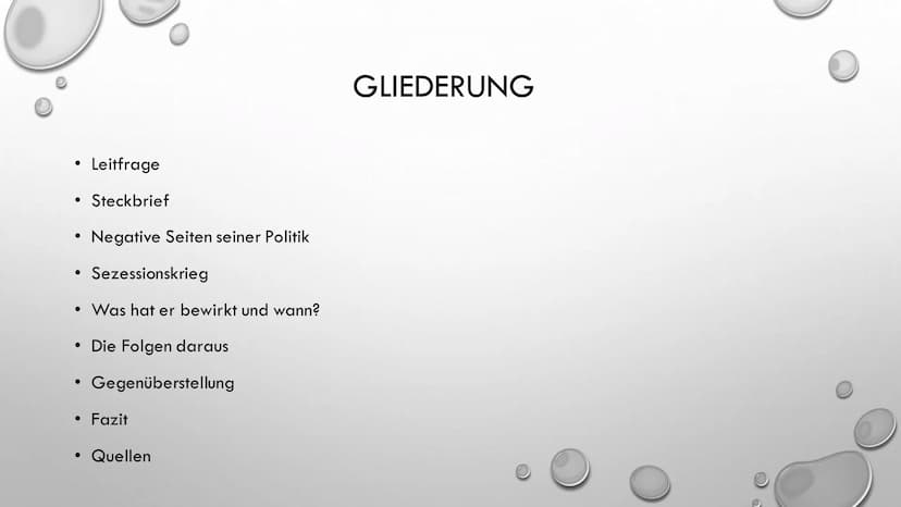 ABRAHAM LINCOLN
16. PRÄSIDENT DER
VEREINIGTEN STAATEN • Leitfrage
●
●
●
●
Steckbrief
Sezessionskrieg
• Was hat er bewirkt und wann?
• Die Fo
