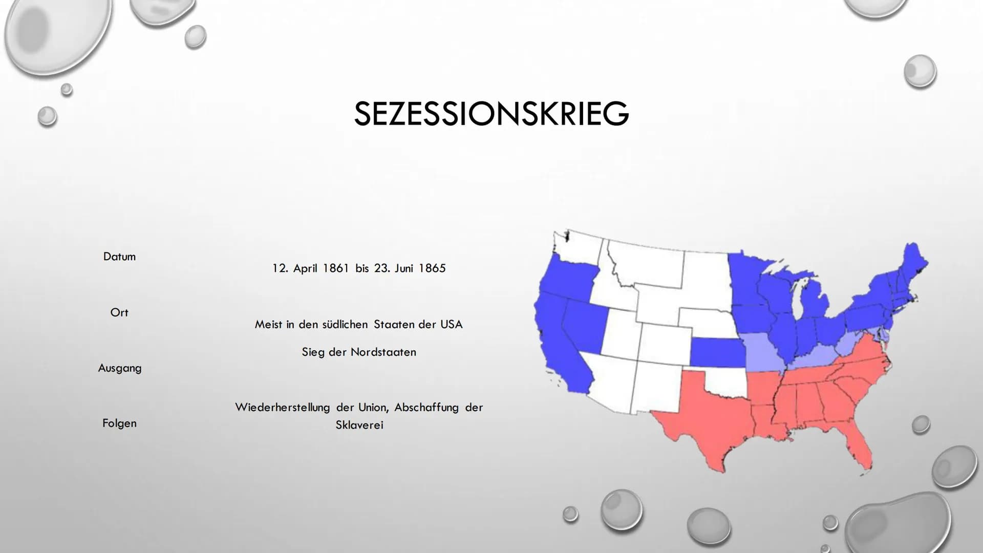 ABRAHAM LINCOLN
16. PRÄSIDENT DER
VEREINIGTEN STAATEN • Leitfrage
●
●
●
●
Steckbrief
Sezessionskrieg
• Was hat er bewirkt und wann?
• Die Fo