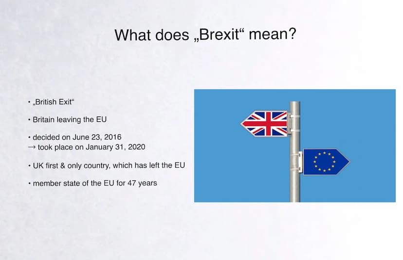 Brexit 1) Which countries belong to GB?
2) ,,Brexit"
3) Why?
4) Acts
5) Who voted for Brexit?
6) Consequences
7) short video
8) questions
In