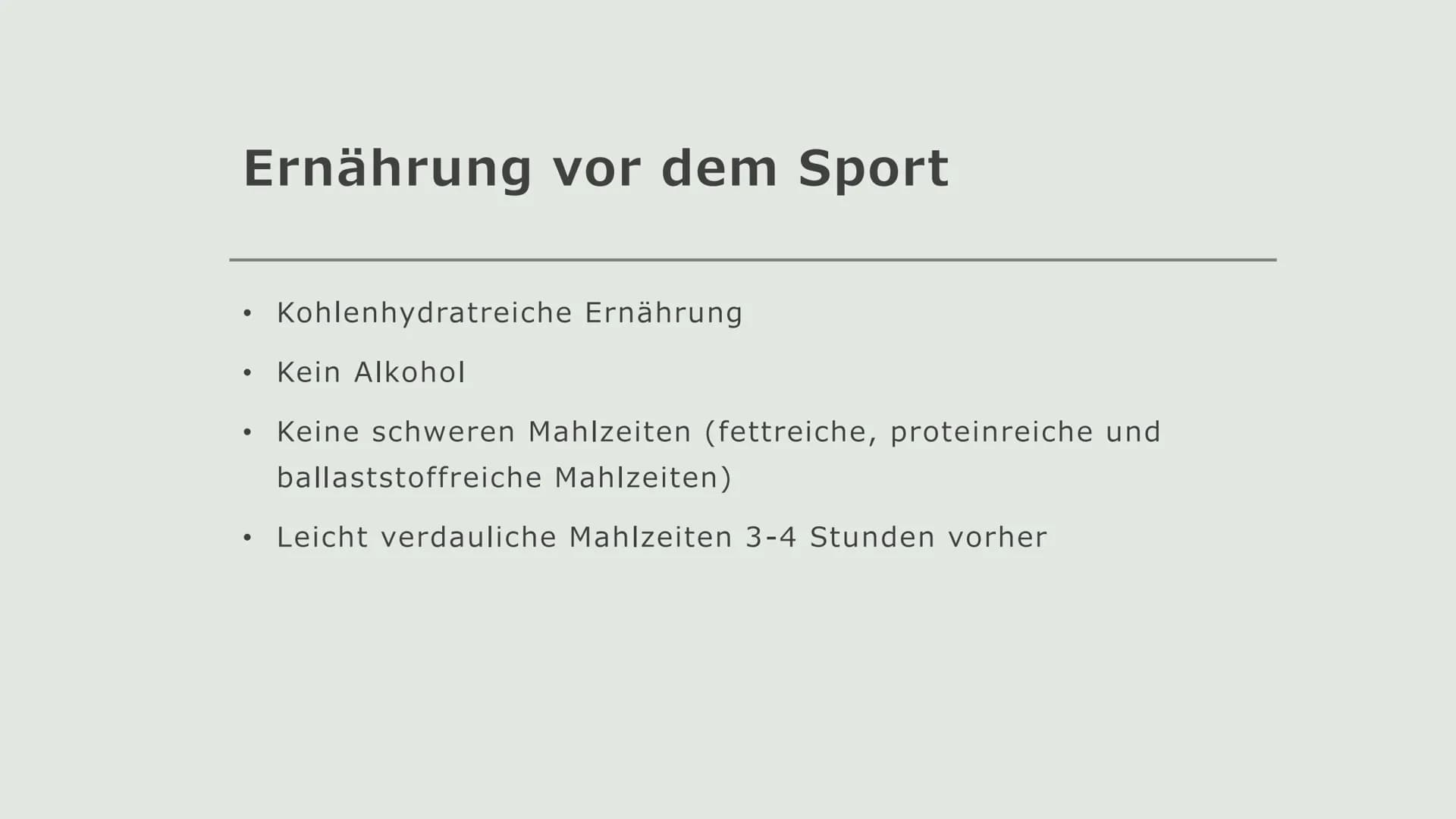 Sport und
Ernährung
Von Annika und Lilly
O Inhalt:
●
●
• Ernährung vor dem Sport
Ernährung während dem Sport
• Ernährung nach dem Sport
Leis