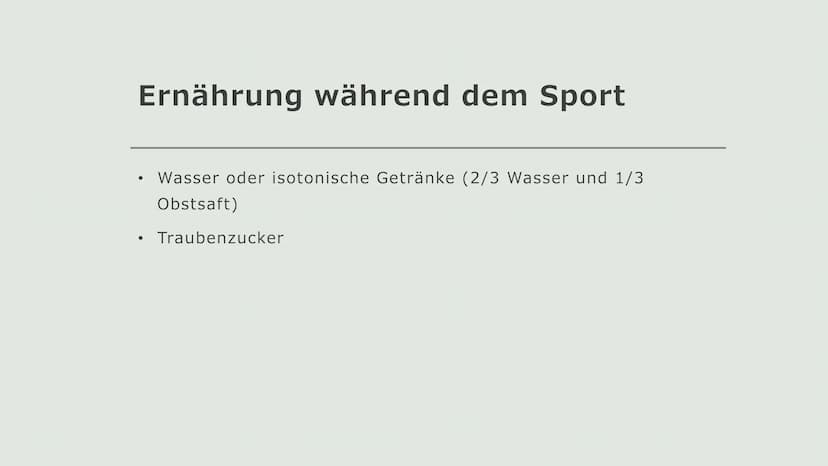 Sport und
Ernährung
Von Annika und Lilly
O Inhalt:
●
●
• Ernährung vor dem Sport
Ernährung während dem Sport
• Ernährung nach dem Sport
Leis