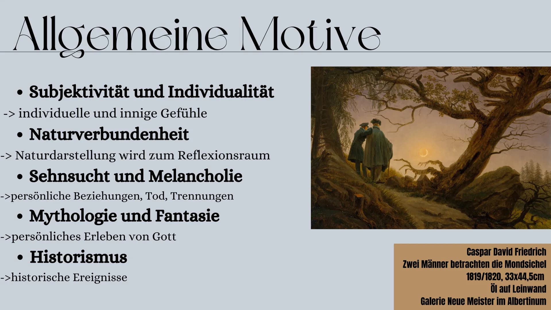 Romantik
LK BK 11/2 Gliederung
1. Stilbegriff
2. Allgemeine Informationen
3.Allgemeine Motive
4. Die Suche nach der Blauen Blume
5. Allgemei