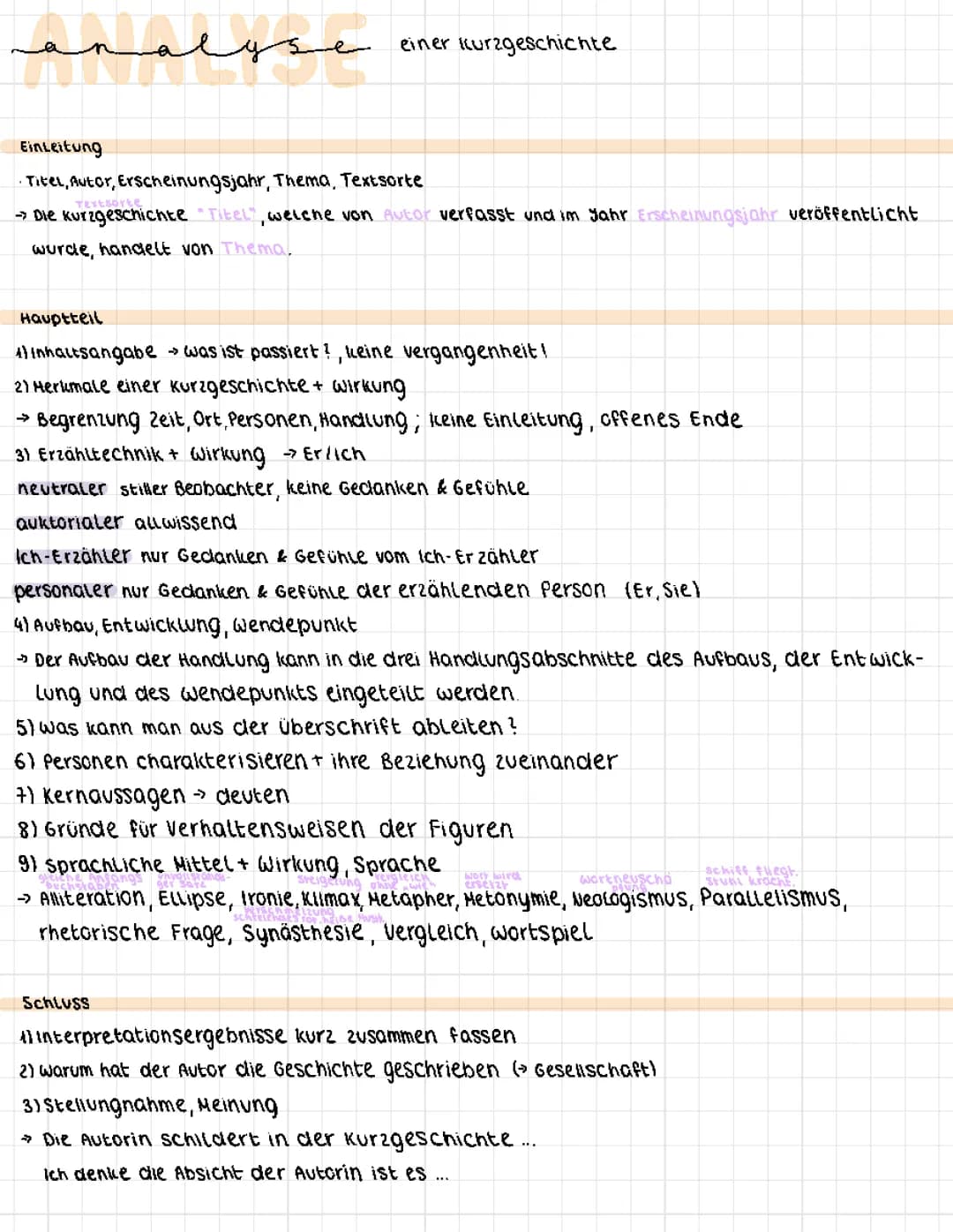 Kurzgeschichte analyse