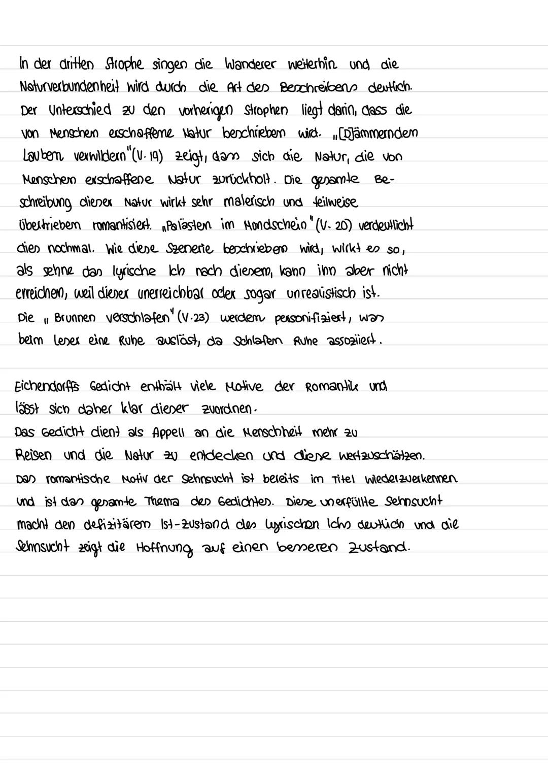 Sehnsucht Joseph von Eichendorff
Das Gedicht, Sehnsucht" von Joseph von Eichendorff
aus dem Jahr 1834 handelt von der Sehnsucht des
lyrische