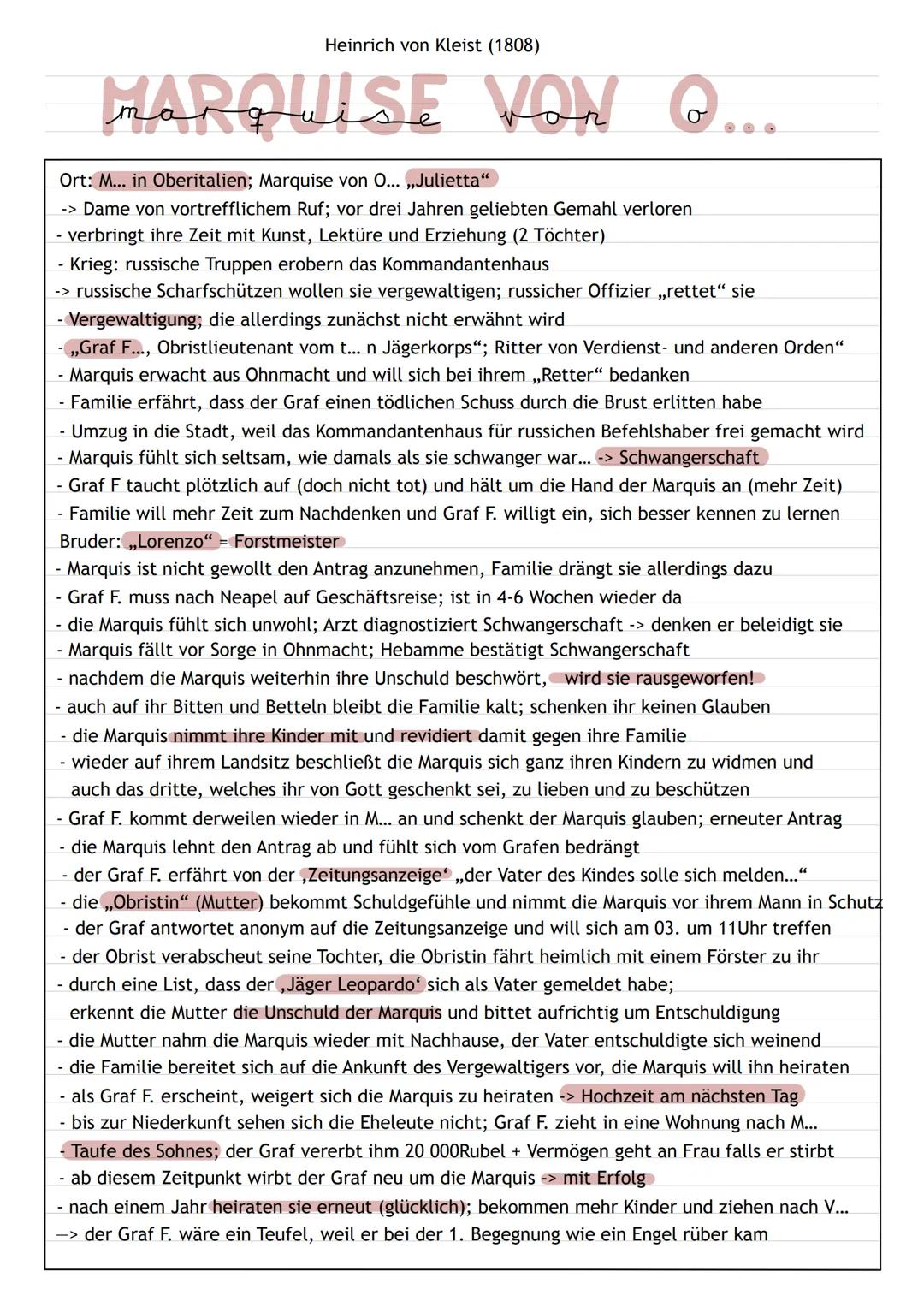 Heinrich von Kleist (1808)

MARQUISE VON O ...

Ort: M... in Oberitalien; Marquise von O...,,Julietta"

-> Dame von vortrefflichem Ruf; vor 
