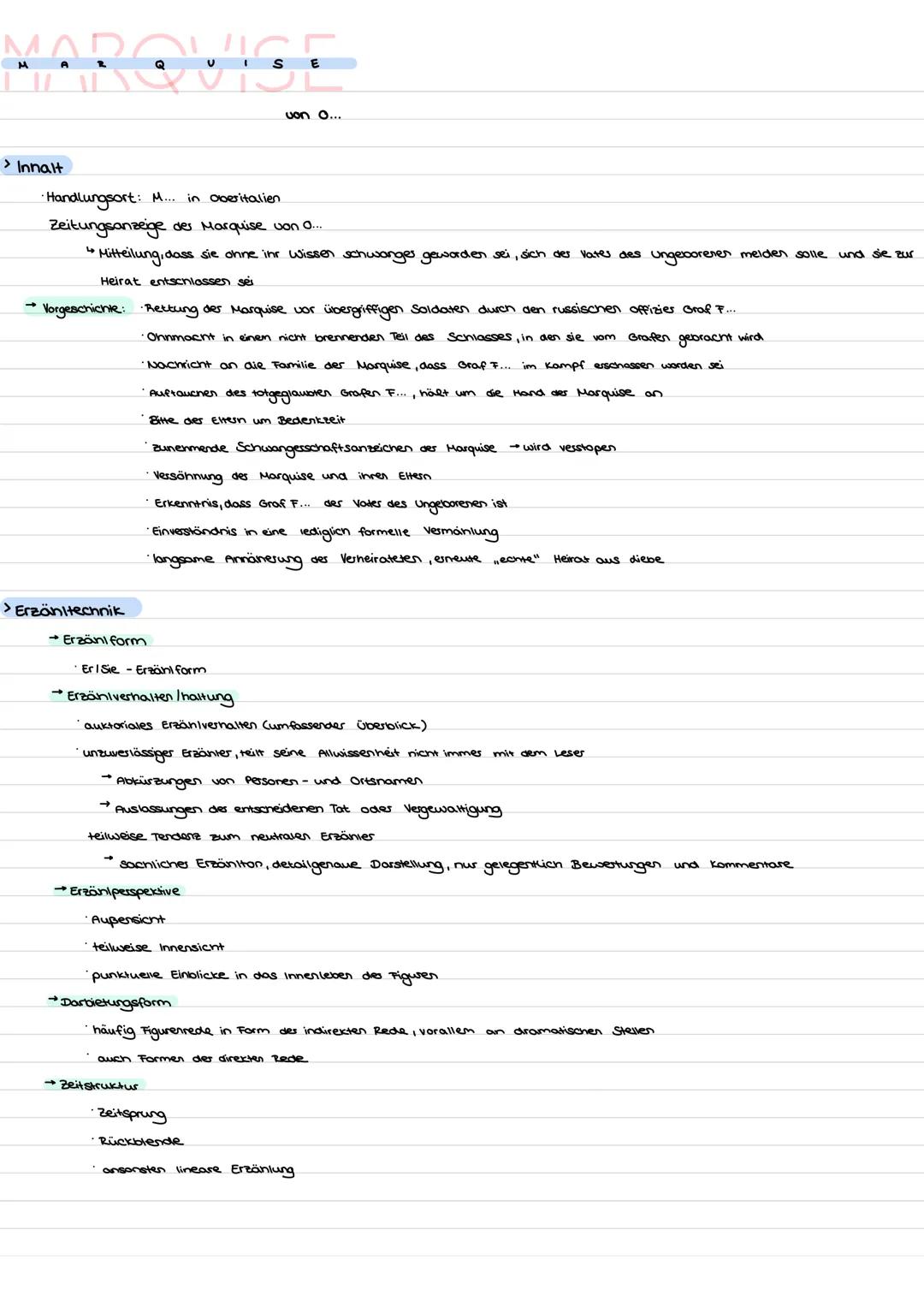 Heinrich von Kleist (1808)

MARQUISE VON O ...

Ort: M... in Oberitalien; Marquise von O...,,Julietta"

-> Dame von vortrefflichem Ruf; vor 