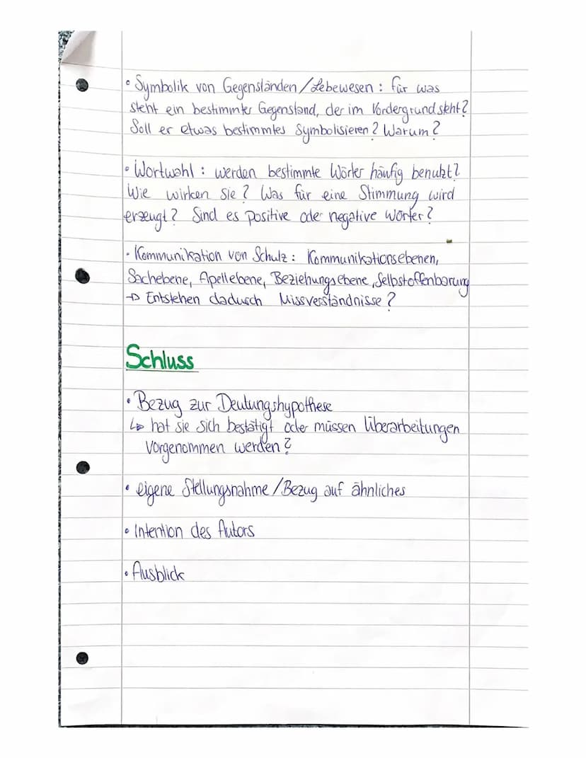 DEUTSCH INTERPRETATION
Einleitung
Basissatz
• Inhaltsangabe (Hilfe: Sinnabschnitte) → Prasens, keine Zeilenangabe
• Deutungshypothese
Was wi