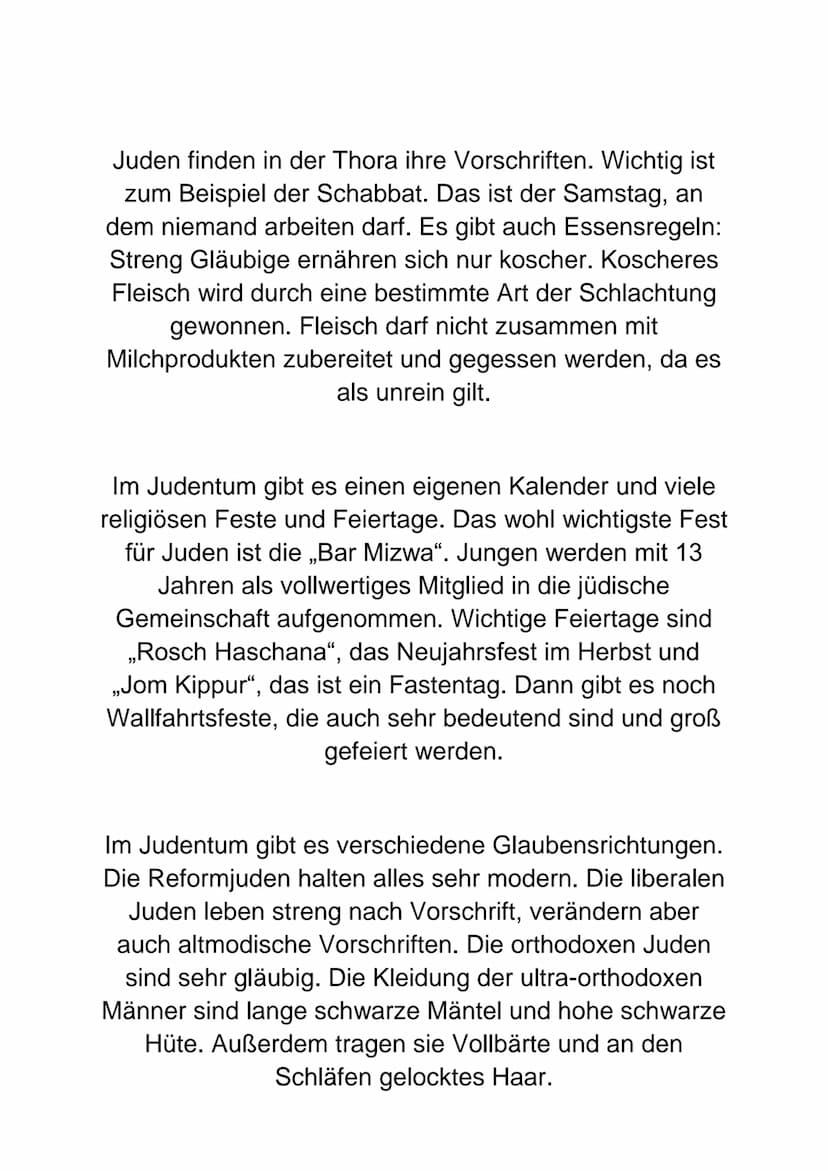 Das Judentum
Das Judentum ist eine der sechs Weltreligionen. Es hat
die geringste Anzahl an Gläubigen ca. 13,9 Millionen
und diese sind in a