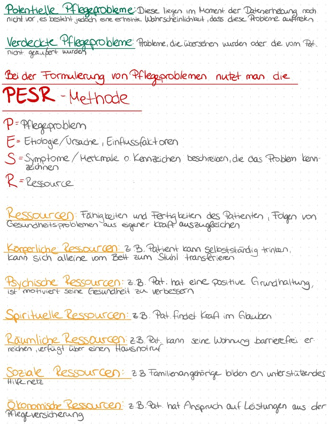 Pflegeplanung -Grobe Übersicht
6-Schritt-Modell nach Fiechter und Meter
1. Informationen sammeln.
2. Probleme und Ressourcen erfassen, Pfleg