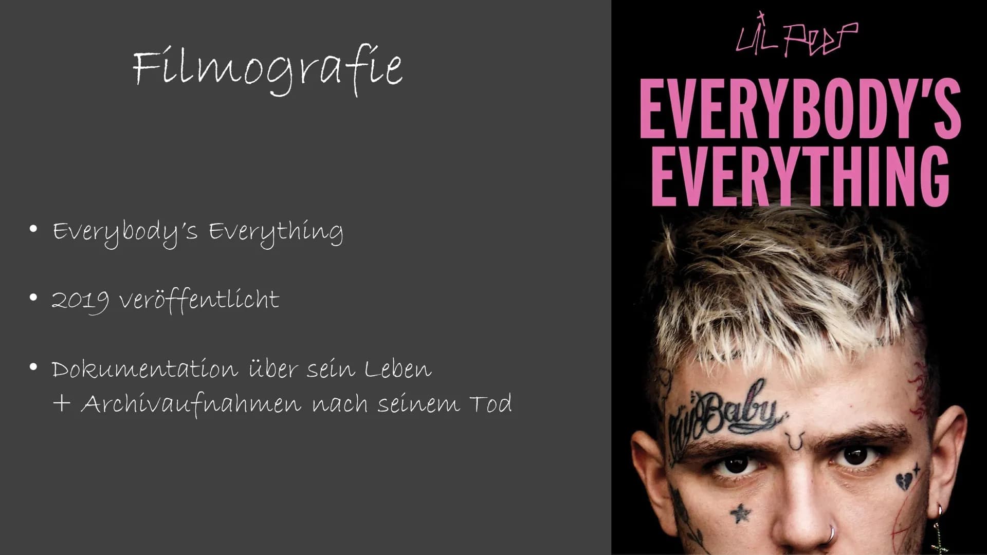 LIL PEEP
印
→ zur Person & Leben:
LIL PEEP - bürgerlich Gustav Elijah Åhr
* 1. November 1996 in Allentown, Pennsylvania
15. November 2017 in 