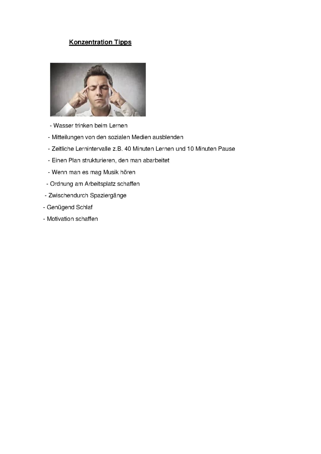 Konzentration Tipps