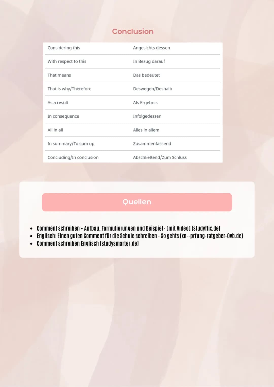 How to write a "comment"
Was ist ein Comment ?
Ein Comment ist eine Stellungnahme, in der du kritisch deine Meinung zu einem Thema äußerst. 