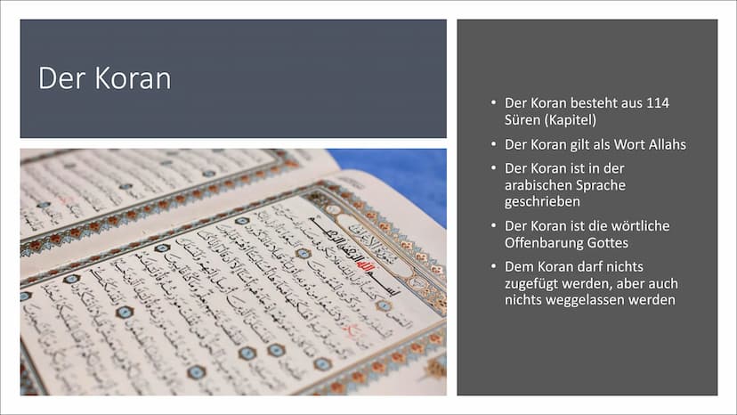 C
Der Islam
Hingabe an den einzigen Gott Inhalt
Allgemeines
• Gott = Allah
Der Koran
• Die 5 Säulen
Der Islam
Traditionen und Vorschriften
•