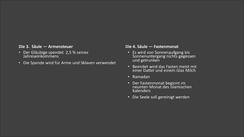 C
Der Islam
Hingabe an den einzigen Gott Inhalt
Allgemeines
• Gott = Allah
Der Koran
• Die 5 Säulen
Der Islam
Traditionen und Vorschriften
•