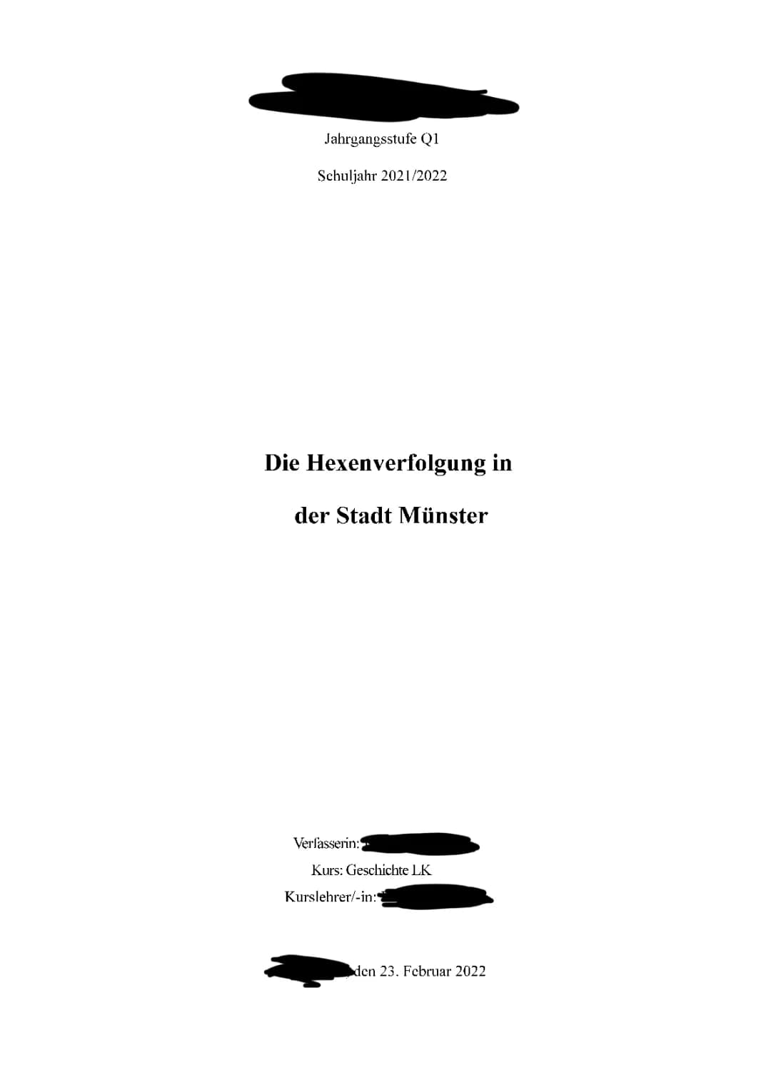 Facharbeit - Hexenverfolgung in Münster