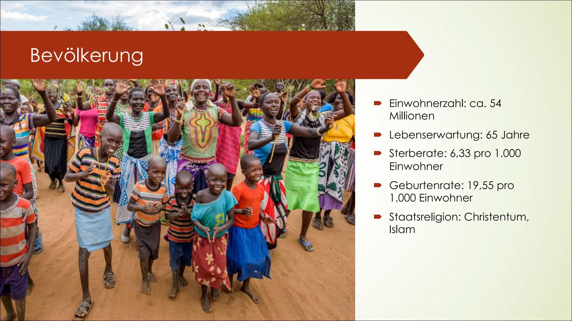 Kenia Gliederung
➡ Allgemeine Fakten
➡ Geographisch
Bevölkerung
➡ Geschichte
➡ Kultur
➡ Politik & Wirtschaft
➡ Tourismus
► Sehenswürdigkeite