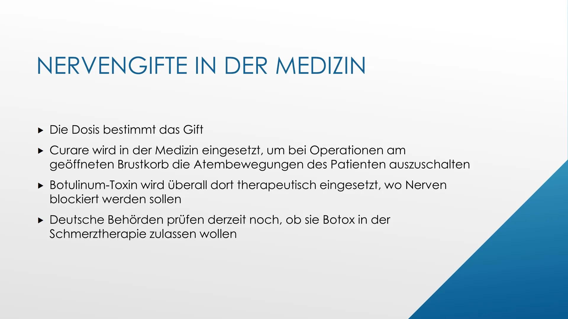 L
Nervengifte
Biologie GFS von Ayleen Poppe
Crt GLIEDERUNG
▸ Einstieg
▸ Definition Nervengifte
► Wirkungsweise von Nervengiften
▸ Nervengift