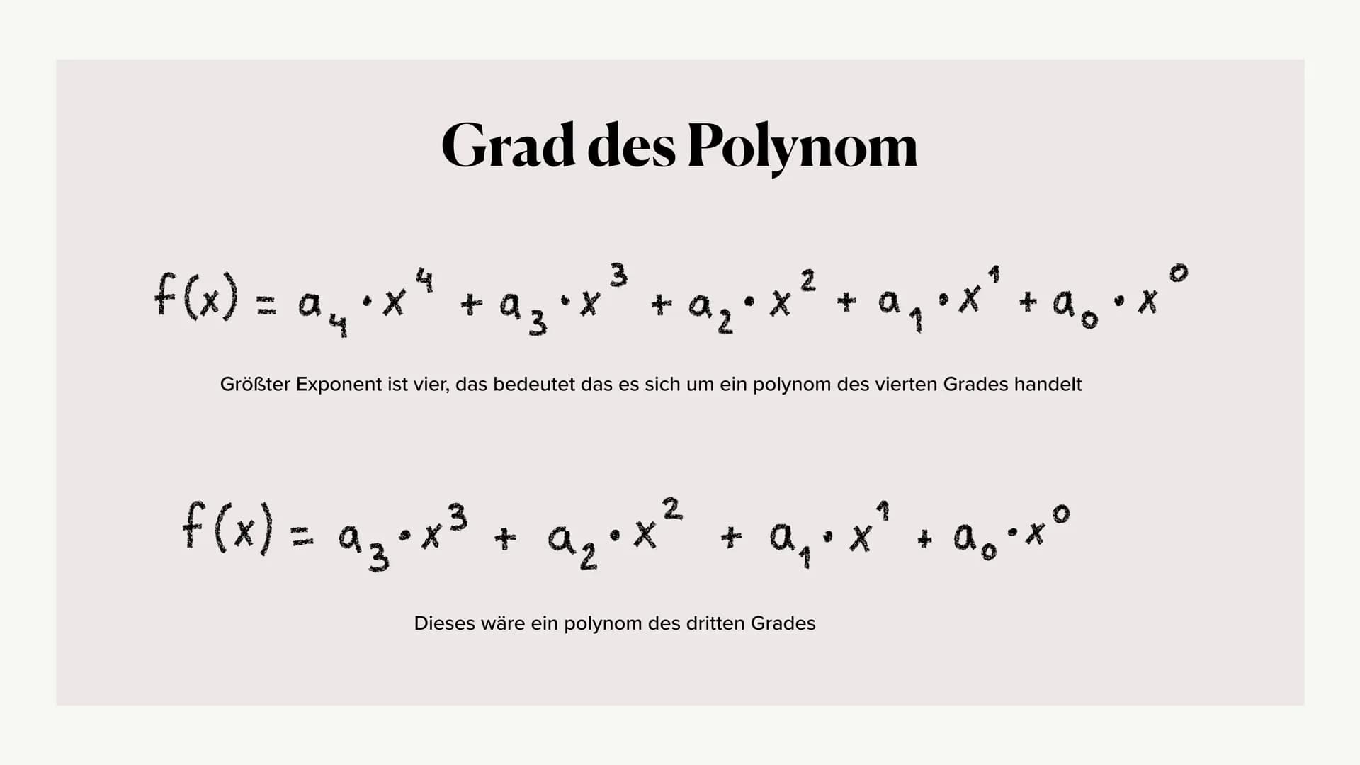 Ganzrationale
Funktionen
Polynomfunktionen
Von Jule Ayla Ganzrationale Funktion -Polynom
3 2
2-x²+2 ·x³²-x²+x - 4 = 0
Polynom
Koeffizient Po