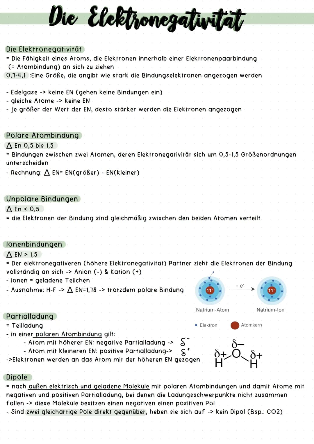 Die Elektronegativität und Bindungsarten
