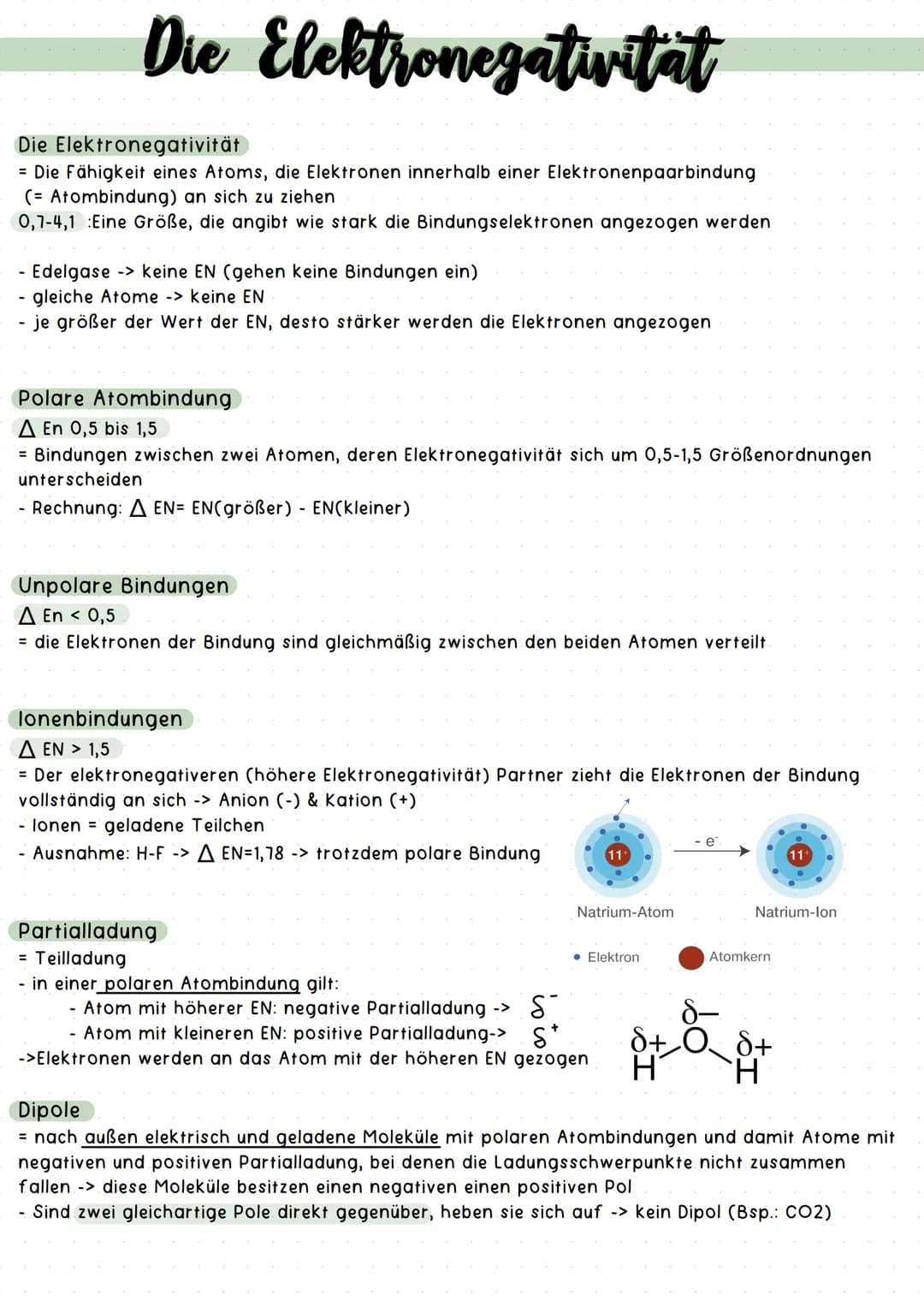 Die Elektronegativitat
Die Elektronegativität
= Die Fähigkeit eines Atoms, die Elektronen innerhalb einer Elektronenpaarbindung
(= Atombindu