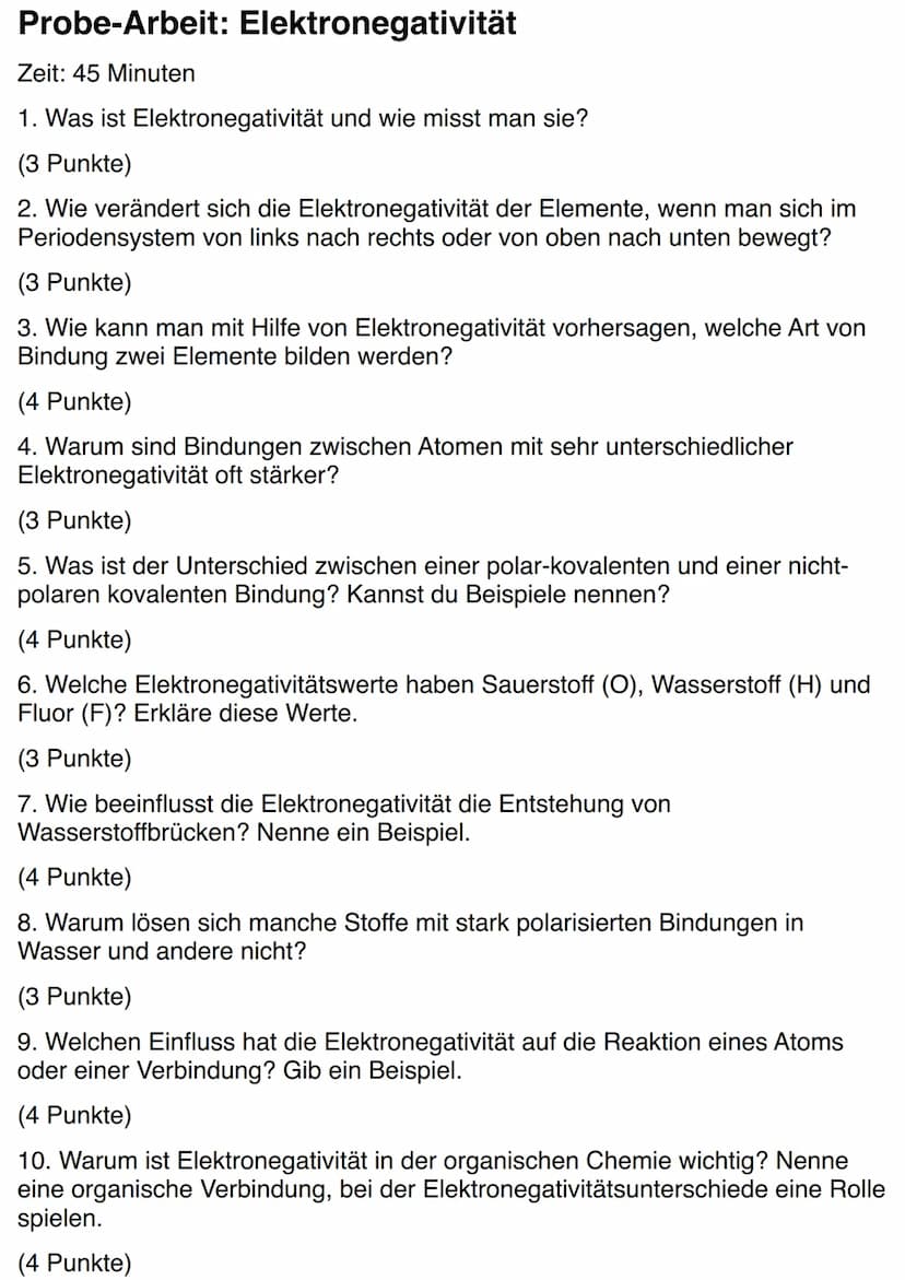 Die Elektronegativitat
Die Elektronegativität
= Die Fähigkeit eines Atoms, die Elektronen innerhalb einer Elektronenpaarbindung
(= Atombindu