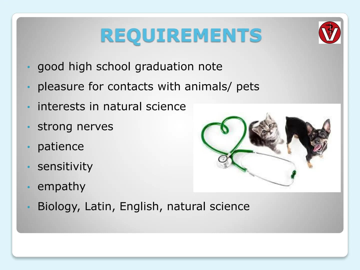 VETERINARIAN
(vet)
ERSTE HILFE tasks
where they do it
every day life
clothes
salary
requirements
university education
CONTENTS
THEME
LAYER
1