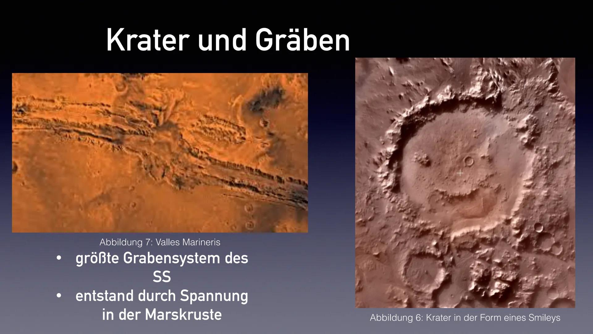 Der Mars
Präsentation von Emily Stoppel ●
●
Herkunft des Namens
allgemeine Angaben
• Marsmonde
• Aufbau & Atmosphäre
●
Vulkane und Polare
Kr