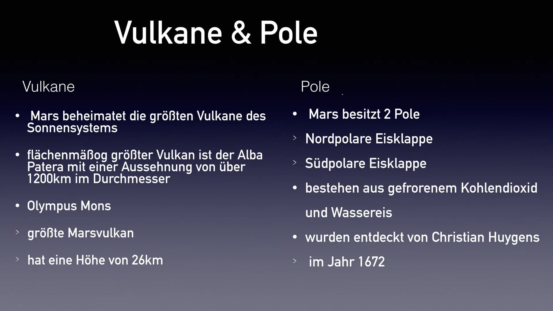 Der Mars
Präsentation von Emily Stoppel ●
●
Herkunft des Namens
allgemeine Angaben
• Marsmonde
• Aufbau & Atmosphäre
●
Vulkane und Polare
Kr