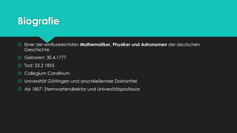 Das Gauß-Verfahren
Mathematik GFS - Kursstufe Gliederung
Biografie - Carl Friedrich Gauß
O Bekannte Verfahren und Erfindungen von Gauß
O Das