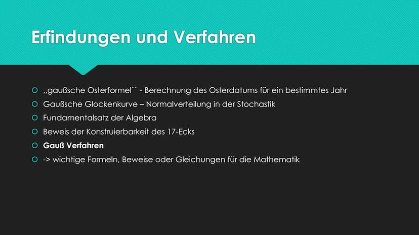 Das Gauß-Verfahren
Mathematik GFS - Kursstufe Gliederung
Biografie - Carl Friedrich Gauß
O Bekannte Verfahren und Erfindungen von Gauß
O Das