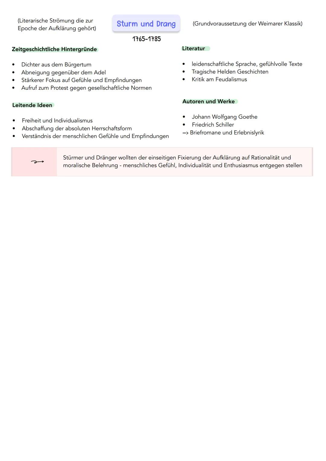 1700

# Epochenüberblick

Aufklärung 1720-1800
*   Immanuel Kant
*   Gotthold Ephraim Lessing

Sturm und Drang 1765-1785
*   Johann Wolfgang