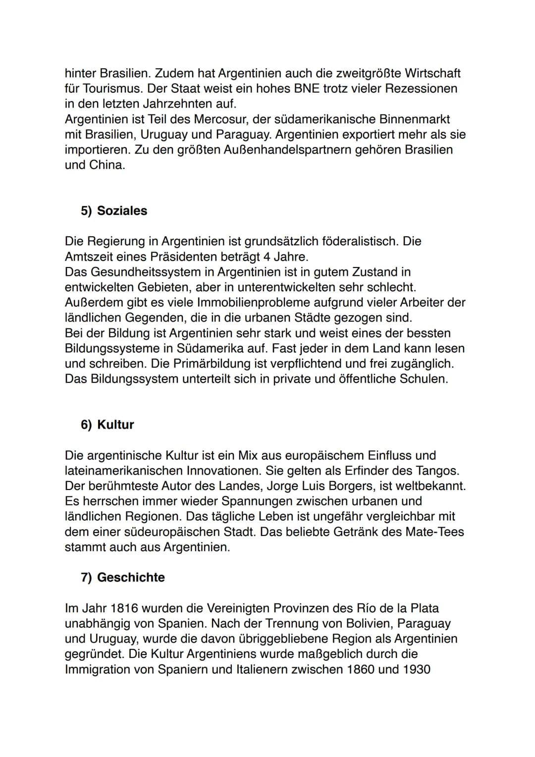 Argentinien
1) Einleitung und Fakten
Hauptstadt:
Amtssprache:
Währung:
Einwohnerzahl:
Regierungsform:
Staatsoberhaupt:
Buenos Aires
Spanisch