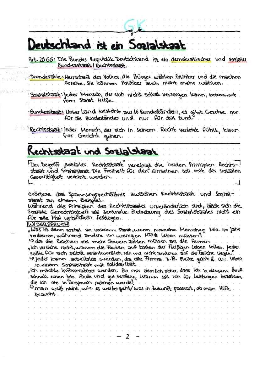 ak
Deutschland ist ein Sozialstaat
Art. 20 GG: Die Bundes Republik Deutschland ist ein demokratischer und sozialer
Bundesstaat/Rechtsstaat.
