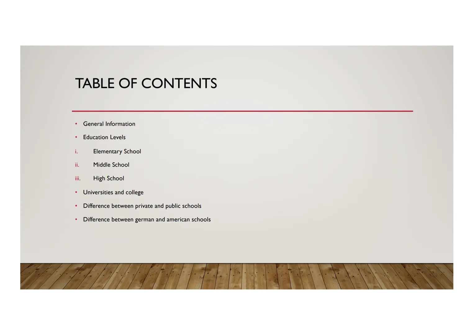 AMERICAN SCHOOL
SYSTEM TABLE OF CONTENTS
i.
ii.
iii.
●
●
.
General Information
Education Levels
Elementary School
Middle School
High School
