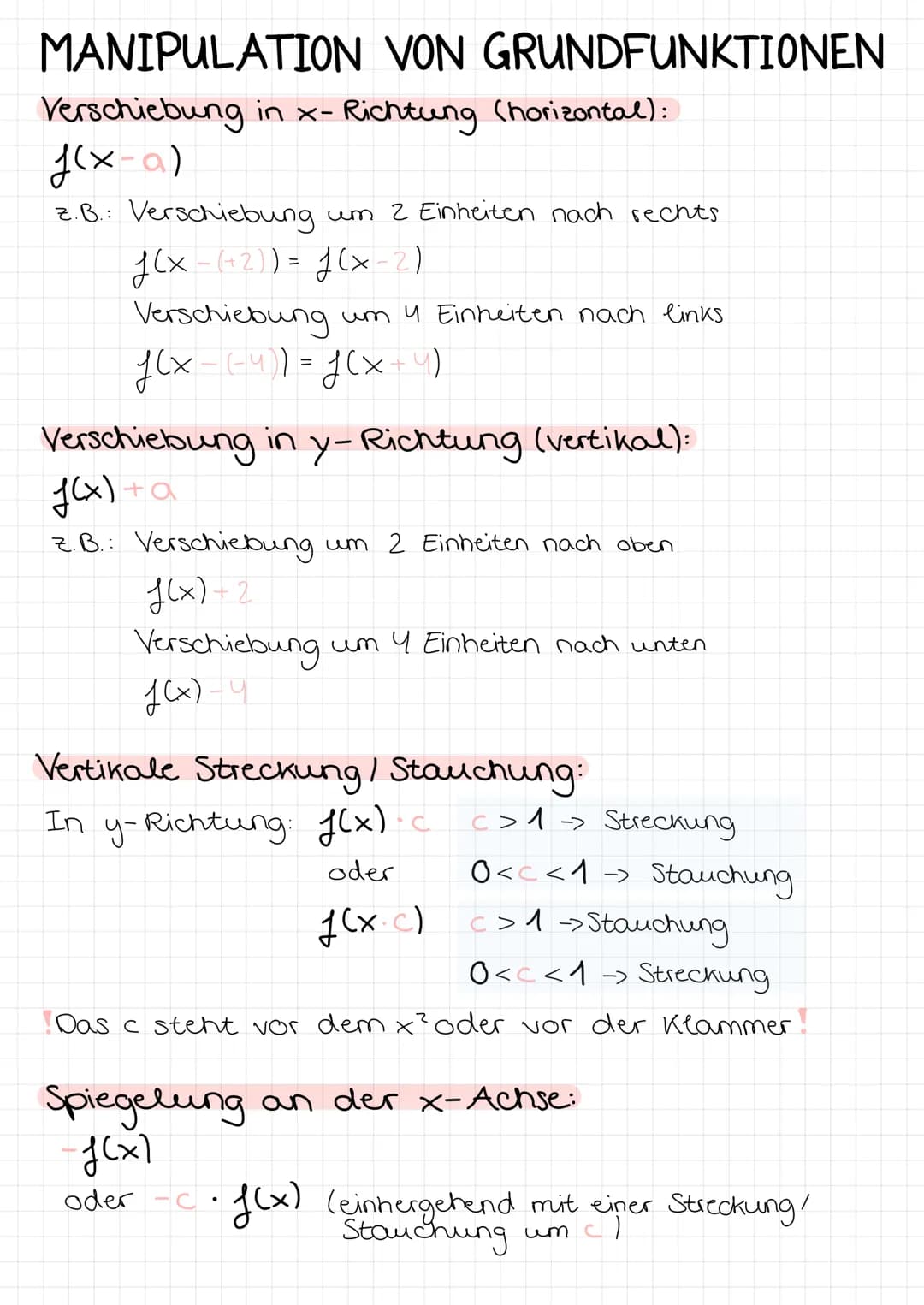 FUNKTIONEN
Lineare Funktionen
f(x) = mx + b
↑
Steigung
Steigung
y-Achsenabschnitt
Quadratische Funktionen
f(x) = ax²+bx+c
Strecken
Stauchen
