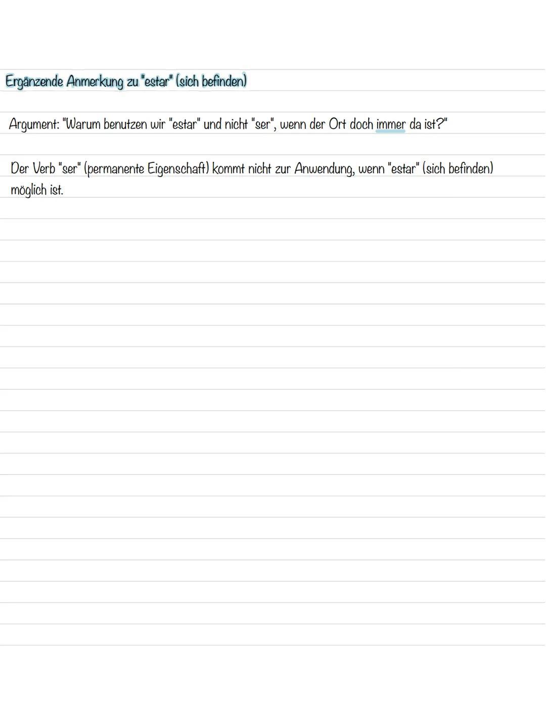 El uso de ser & estar (Der Gebrauch von ser & estar)
Die Verben "ser" und "estar" sind unregelmäßig, weshalb man sie auswendig lernen muss.
