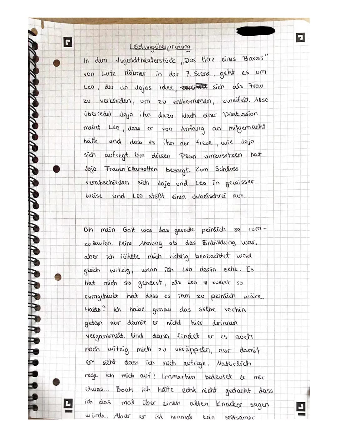 L
JI
Leistungsüberprüfung
In dem Jugend theaterstück, Das Herz eines Boxers"
Lutz Hübner
in der 7. Scene, geht es
um
der an Jojos Idee, sich