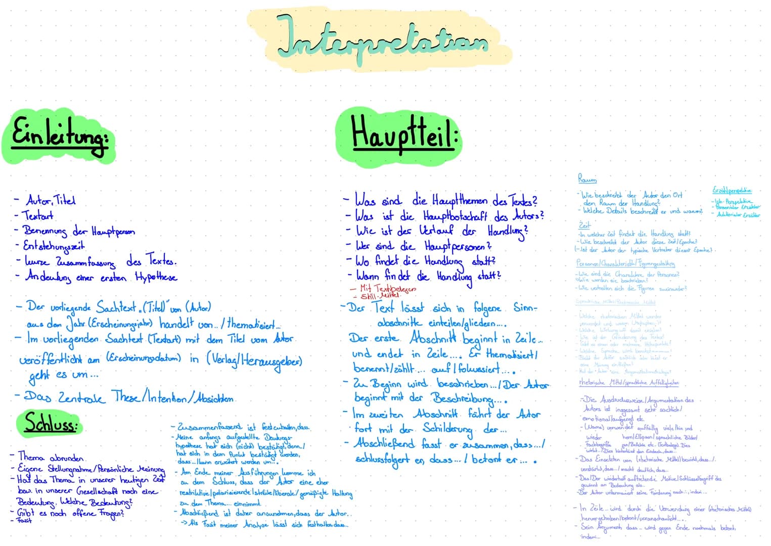 Einleitung:
Autor, Titel
- Textart
- Benennung der Hauptperson
· Entstehungszeit
- leurze Zusammfassung des Textes.
-Andeutung einer ersten.
