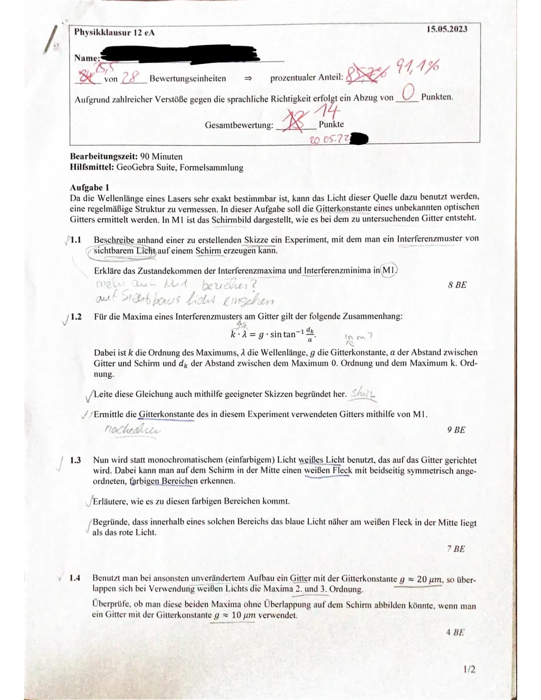 14 NP Physik LK Klausur, Wellen