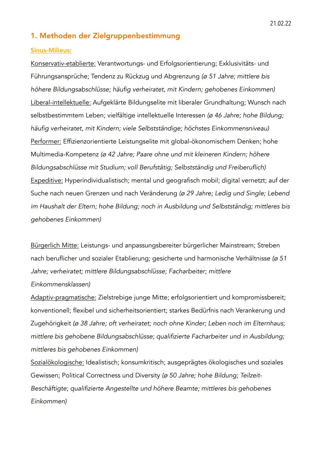 21.02.22

Q4 Klausur GMT

1. Methoden der Zielgruppenbestimmung

1.1. Sinus-Milieus

1.2. (Buyer-)Persona

2. Funktionsebenen; Funktionsbegr