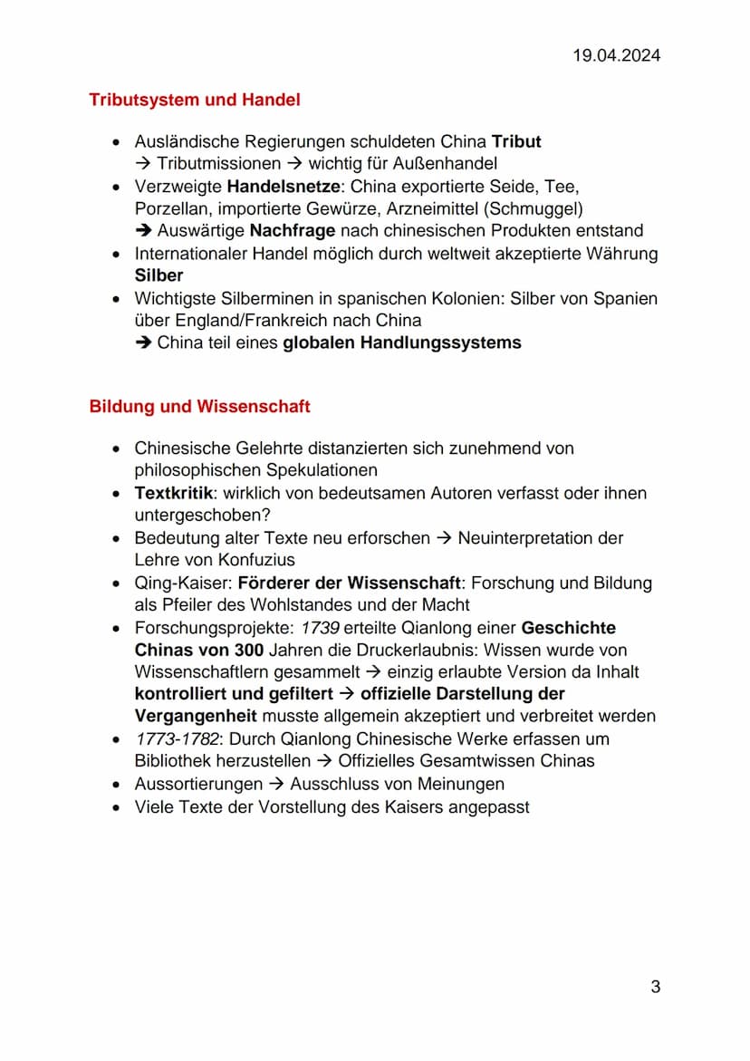 19.04.2024
Die Blütezeit der Qing-Dynastie
Eine neue Dynastie
• Chinesische Geschichte: Keine Epochen, sondern
Dynastien
•
•
Kaiserreich: 22