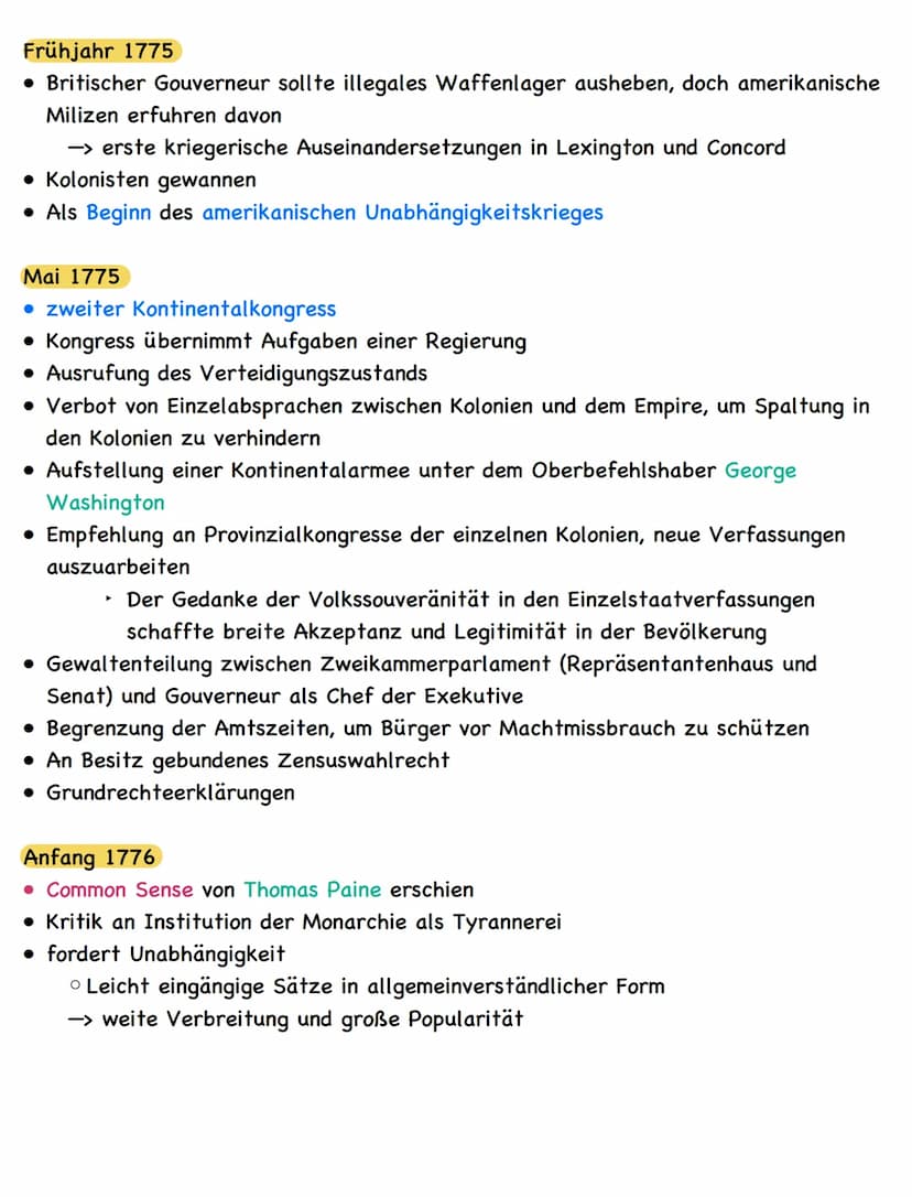 Zusammenfassung
American Revolution
Die nordamerikanischen Kolonien
• Entstehung von 13 britischen Kolonien an der Ostküste Nordamerikas
(po