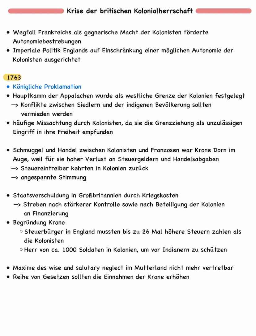 Zusammenfassung
American Revolution
Die nordamerikanischen Kolonien
• Entstehung von 13 britischen Kolonien an der Ostküste Nordamerikas
(po