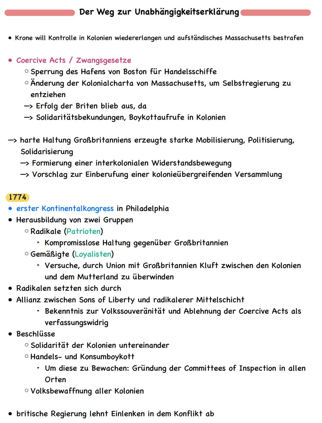 Zusammenfassung
American Revolution
Die nordamerikanischen Kolonien
• Entstehung von 13 britischen Kolonien an der Ostküste Nordamerikas
(po