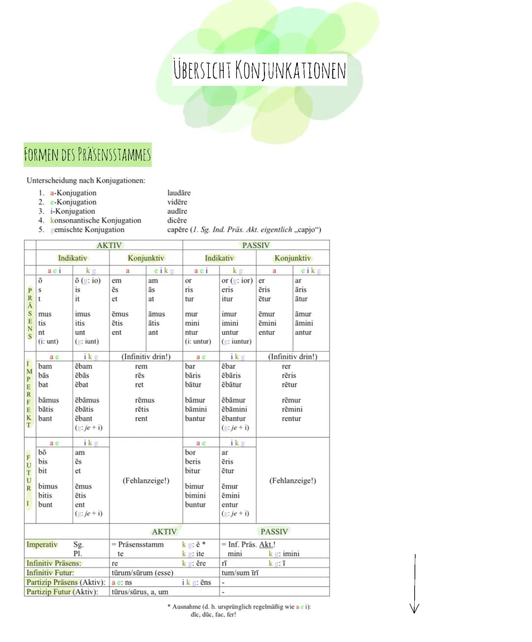 Übersicht: Alle Konjugationen Latein & Zeiten - PDFs und Tabellen für Dich