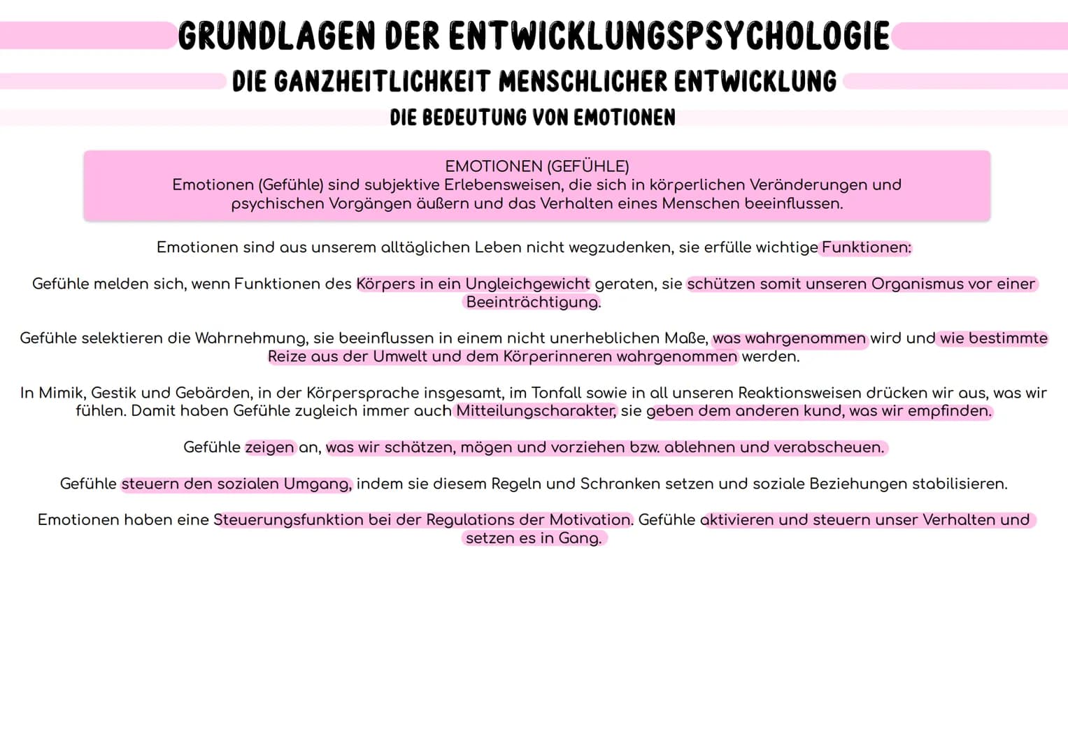 GRUNDLAGEN DER ENTWICKLUNGSPSYCHOLOGIE
GEGENSTAND DER ENTWICKLUNGSPSYCHOLOGIE
ENTWICKLUNG
In der Psychologie versteht man unter Entwicklung 